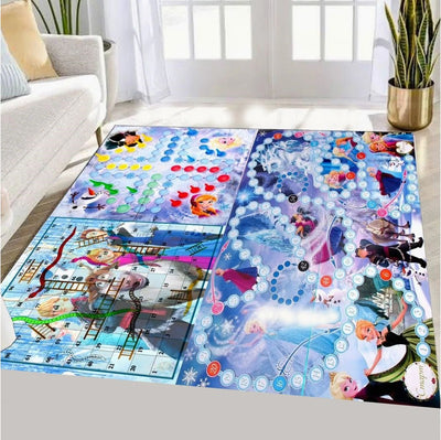 Reversible Frozen Princess Cartoon Printed Jumbo 3 in 1 Ludo, Snake & Ladder Mat Dice and Tokens