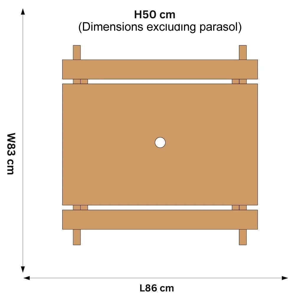 Plum Wooden Rectangular Natural Picnic Table with Parasol | Weight Capacity- 50kgs (1.5-7 Years)