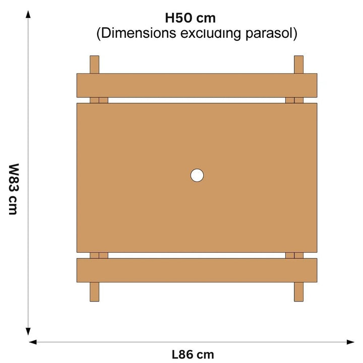 Plum Wooden Rectangular Natural Picnic Table with Parasol | Weight Capacity- 50kgs (1.5-7 Years)