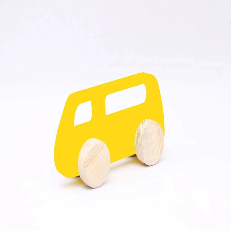 Combo - Wooden Push Toy Taxi, Pick-up Car, Van and Truck  (4 Pieces)