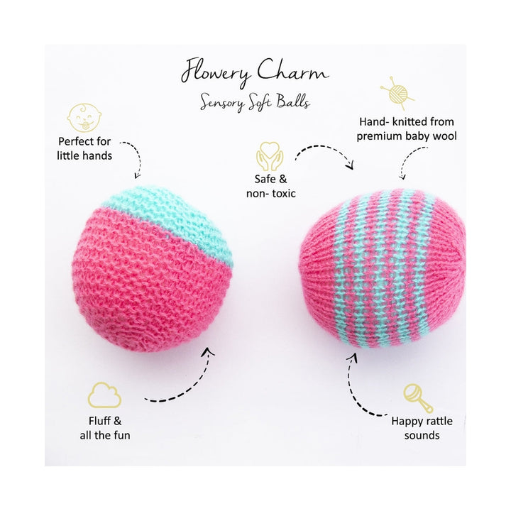 Set of 2 - Flowery Charm Sensory Soft Balls - 10cm Diameter (9 Months - 2 Years)