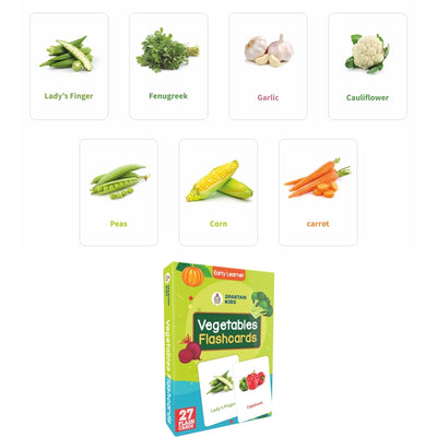 Vegetables Flash Cards (27 Early Learning Flash Cards For Kids)