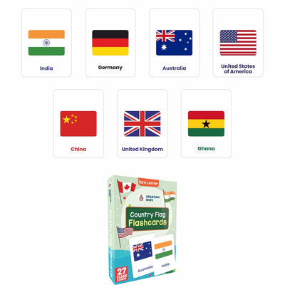 Country Flag Flash Cards (27 Early Learning Flash Cards For Kids)  - Version 1