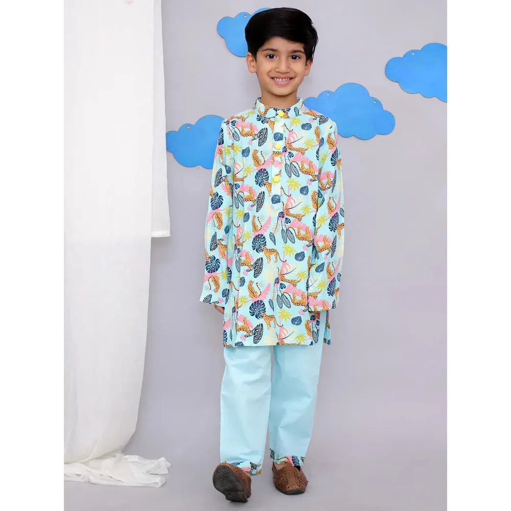 The Wishing Closet Blue Tiger Print Kurta Set