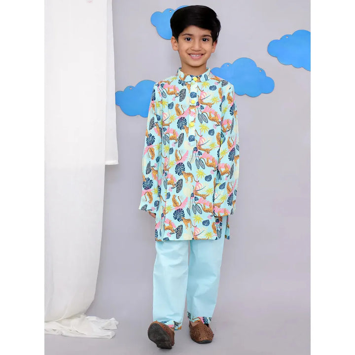 The Wishing Closet Blue Tiger Print Kurta Set
