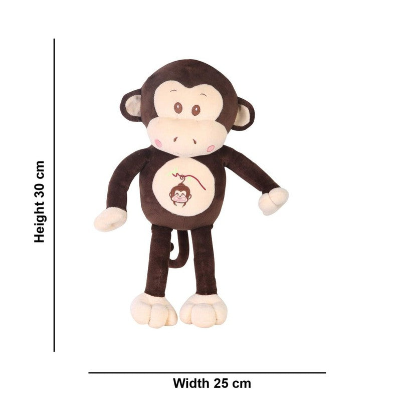 Plush Monkey Shaped Soft Toy Cum Pillow (Brown)