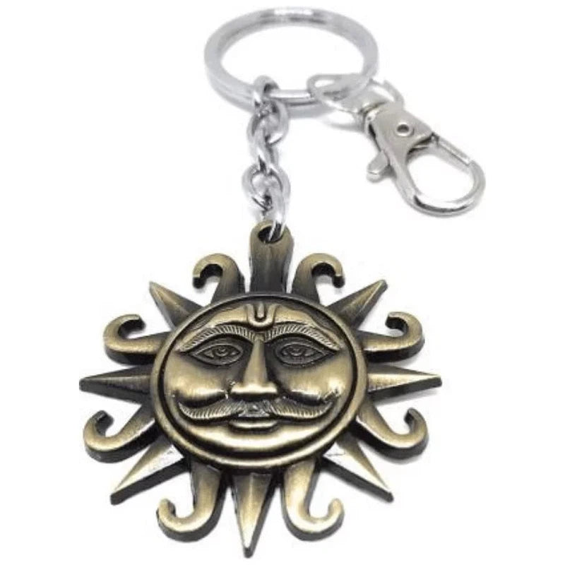 Sun face Metallic Keyring