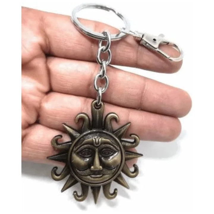 Sun face Metallic Keyring