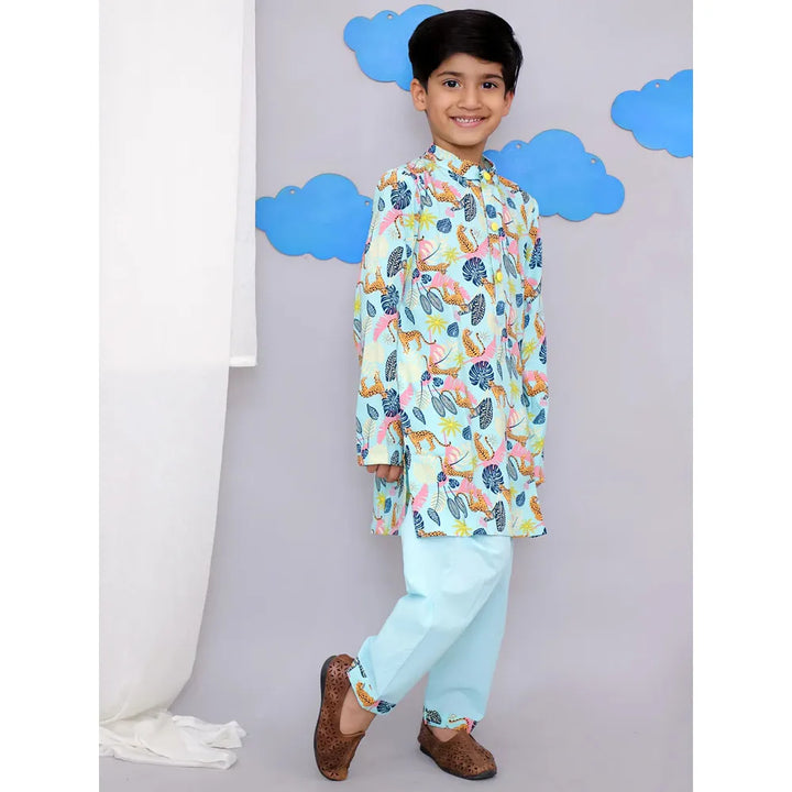 The Wishing Closet Blue Tiger Print Kurta Set