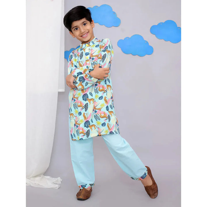The Wishing Closet Blue Tiger Print Kurta Set