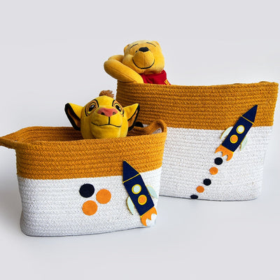 Personalised Child Of The Universe- Cotton Rope Baskets (Set Of 2) - COD Not Available