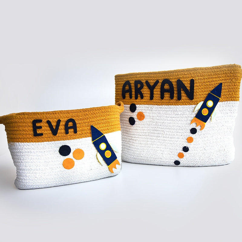 Personalised Child Of The Universe- Cotton Rope Baskets (Set Of 2) - COD Not Available