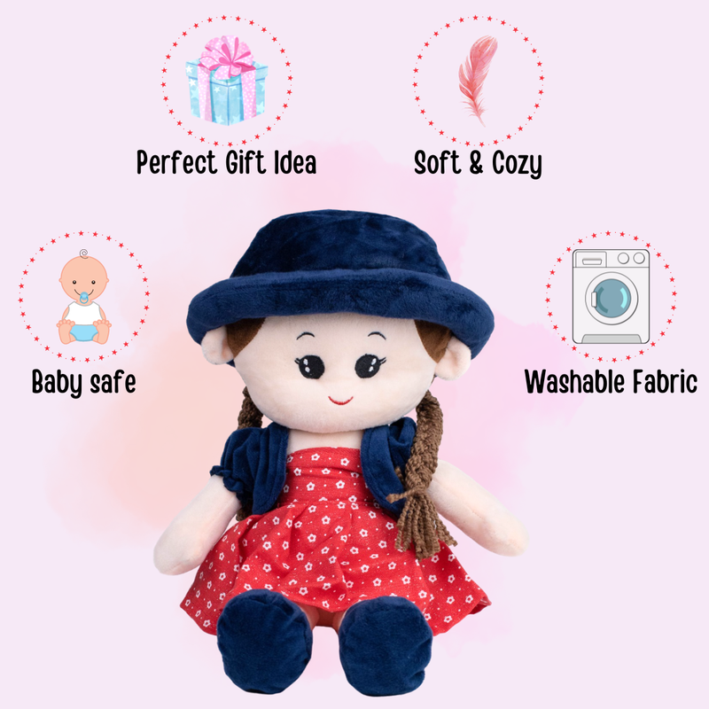 My First Cuddle Time Buddy Baby Doll Soft Toy for Kids Washable Sensory Fabric Plush Toy for Cuddling and Playtime (Blue) | Height 45 CM