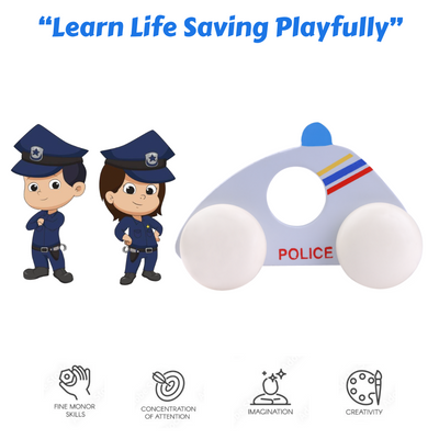 Wooden Police Car Vehicle Toy