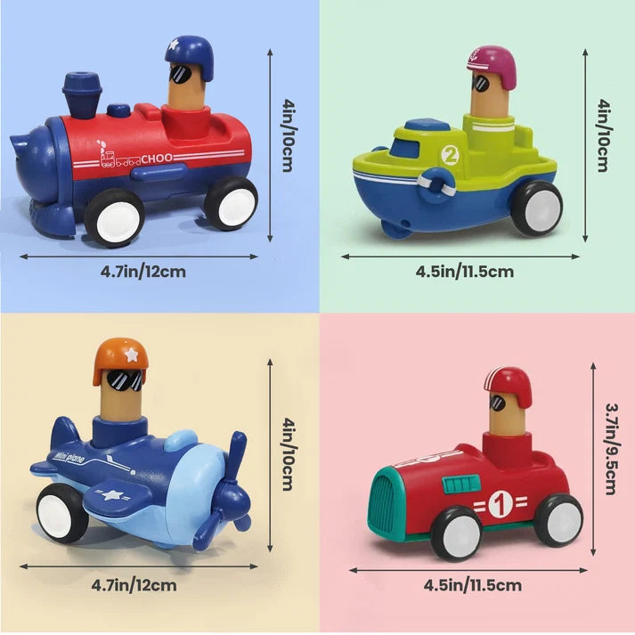 Kidology Bonkerheads 4 Push & Go Play Cars | Fun Friction-Powered Toys