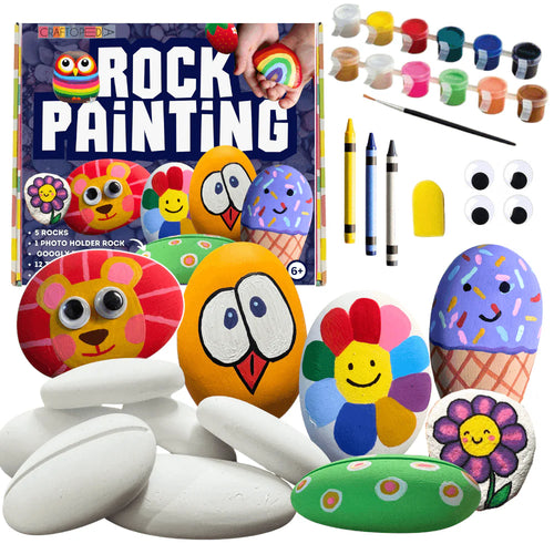 Craftopedia Rock Painting Kit With Photo Holder and Googly Eyes