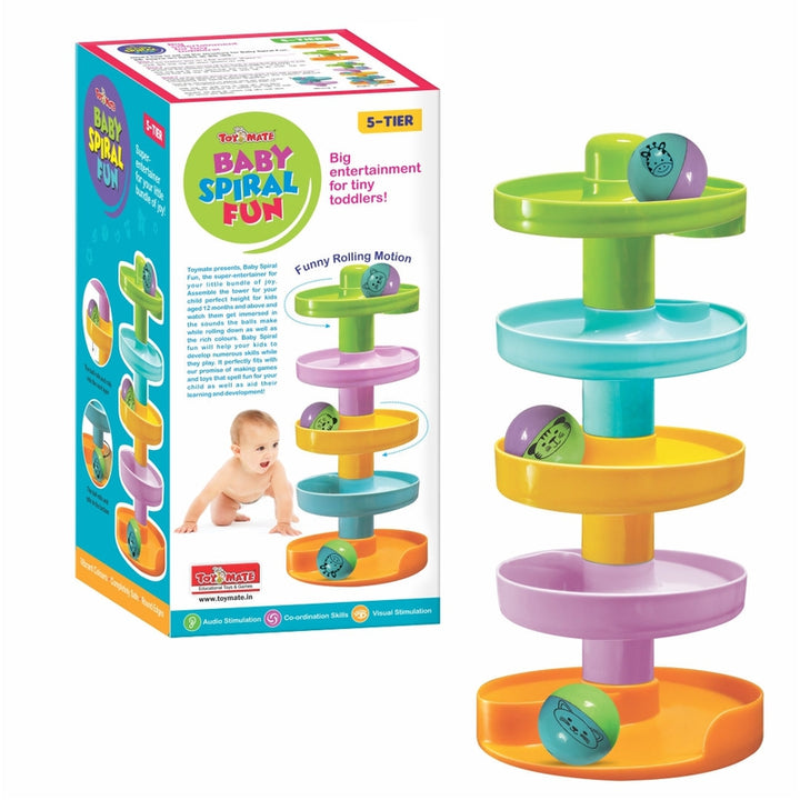 Baby Spiral Fun-A Roll Ball Toy With 5 Layer Ball Drop Tower Run With Roll Swirling Ramps Educational Development Toy Set