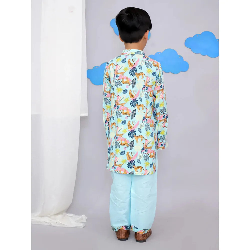 The Wishing Closet Blue Tiger Print Kurta Set