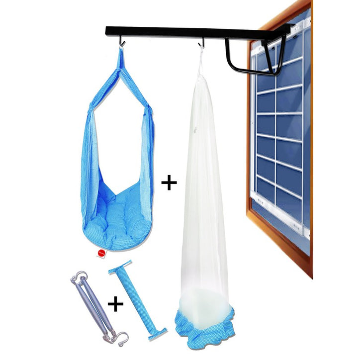 Infant Baby Swing Cradle with Mosquito net Spring and Metal Window Cradle Hanger