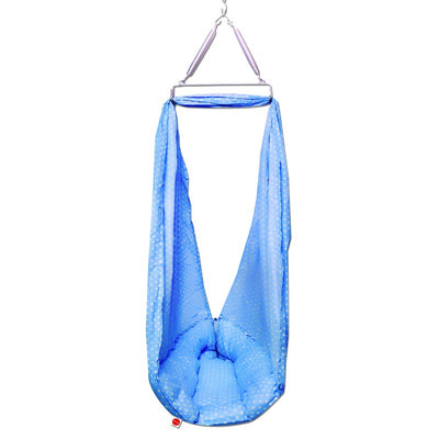 Baby Swing Cradle with Mosquito Net Spring and Metal Window Cradle Hanger (Blue)