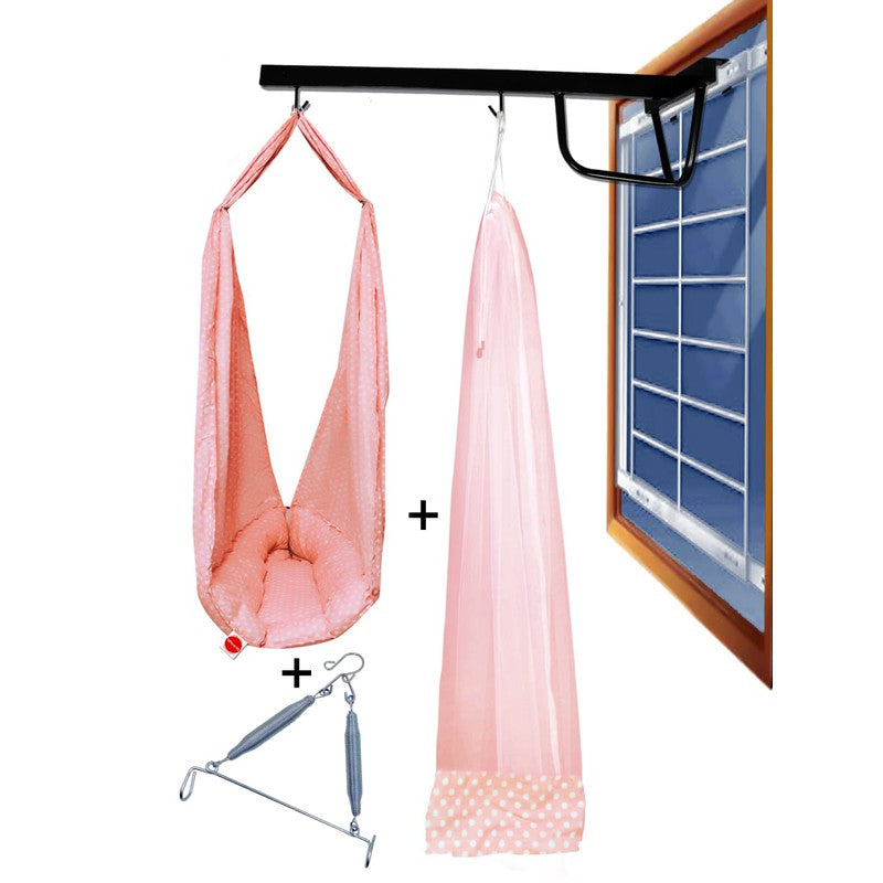 Buy Baby Swing Cradle with Mosquito Net Spring Metal Window