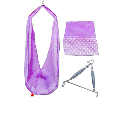 Baby Swing Cradle with Mosquito Net Spring and Metal Window Cradle Hanger (Purple)