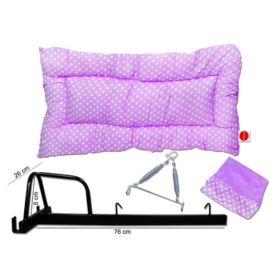 Baby Swing Cradle with Mosquito Net Spring and Metal Window Cradle Hanger (Purple)