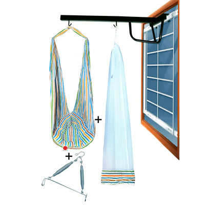 Neonate Baby Swing Cradle with Mosquito Net Spring and Metal Window Cradle Hanging Rod (Blue)