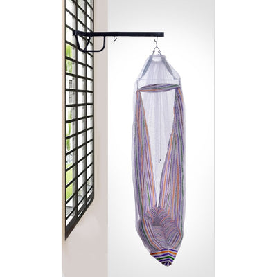 Neonate Baby Swing Cradle with Mosquito Net Spring and Metal Window Cradle Hanging Rod | Blue Purple