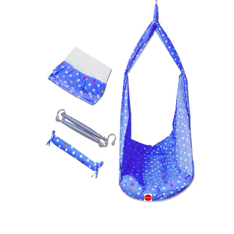 Tot Baby Swing Cradle with Mosquito net Spring and Metal Window Cradle Hanger (Blue)