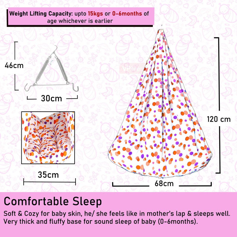 Preemie Baby Swing Cradle with Mosquito Net and Spring (Orange)