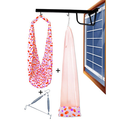 Preemie Baby Swing Cradle with Mosquito Net Spring and Metal Window Cradle Hanger