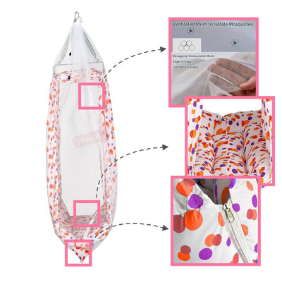 Preemie Baby Swing Cradle with Mosquito Net Spring and Metal Window Cradle Hanger