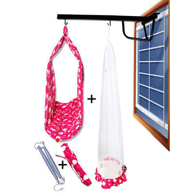 Sunny Baby Swing Cradle with Mosquito net Spring and Metal Window Cradle Hanger