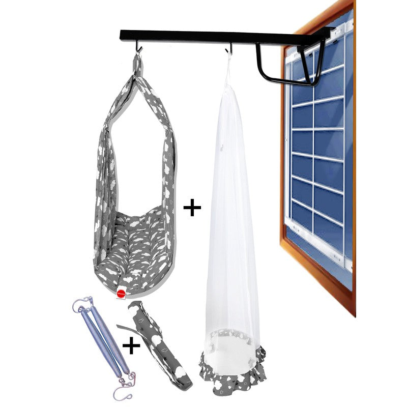 Sunny Baby Swing Cradle with Mosquito net Spring and Metal Window Cradle Hanger