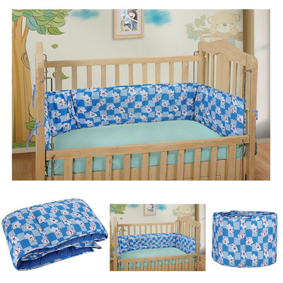 Baby Crib Bedding Bumper Teddy Print (Blue)