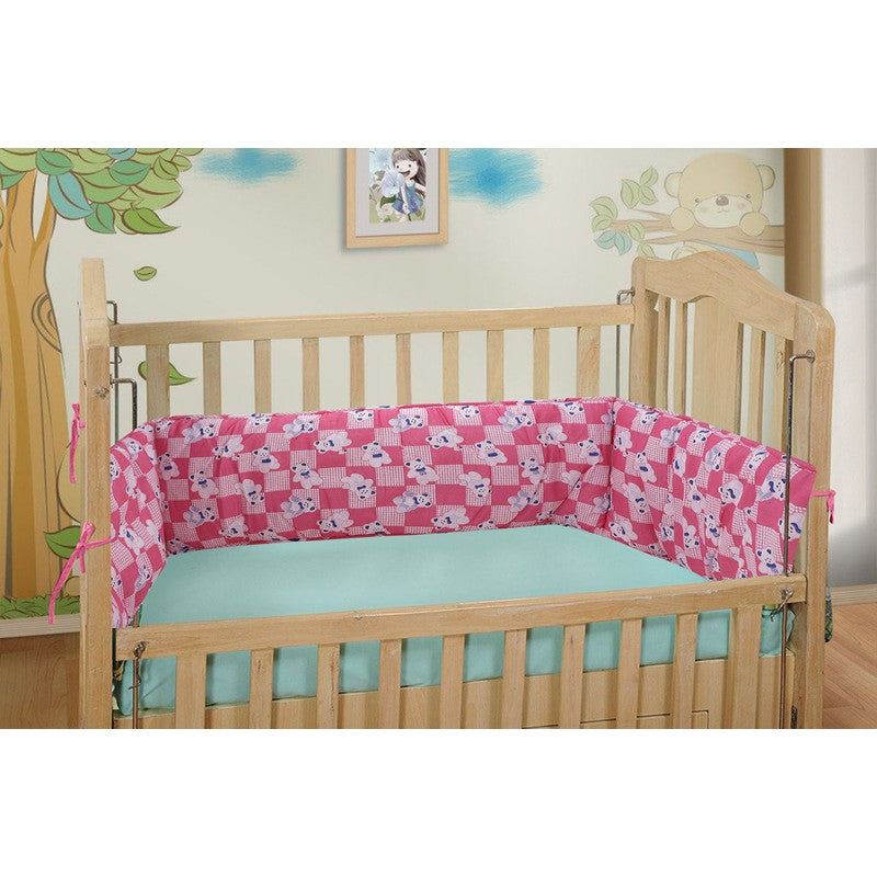 Baby Crib Bedding Bumper Teddy Print (Pink)