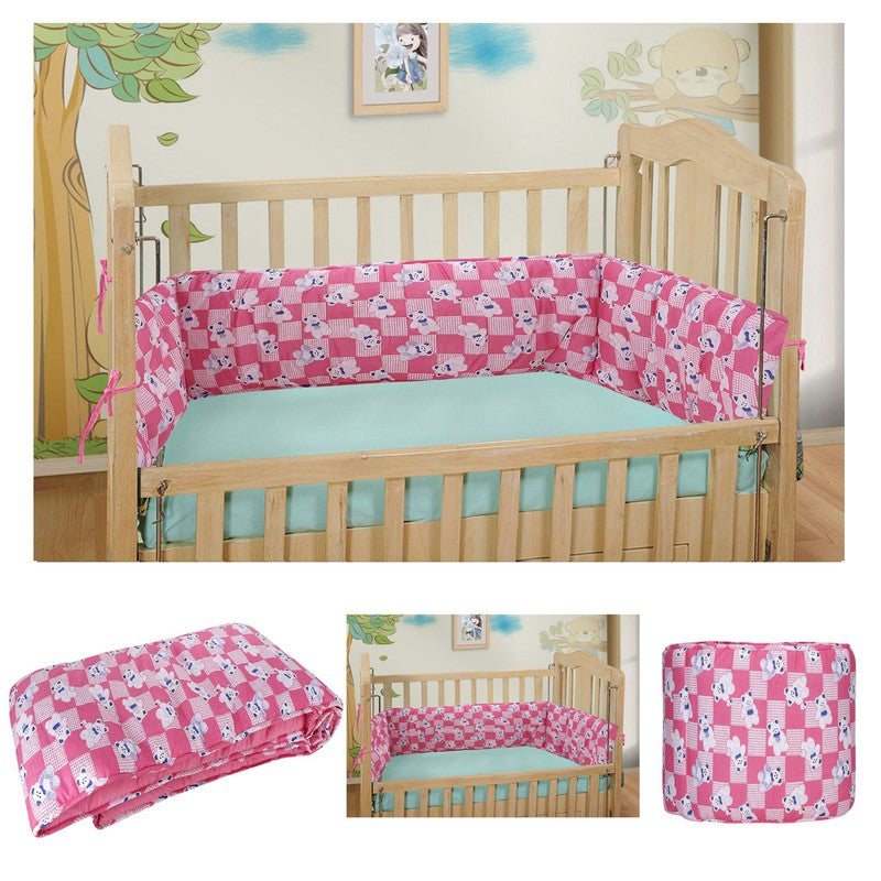 Baby Crib Bedding Bumper Teddy Print (Pink)