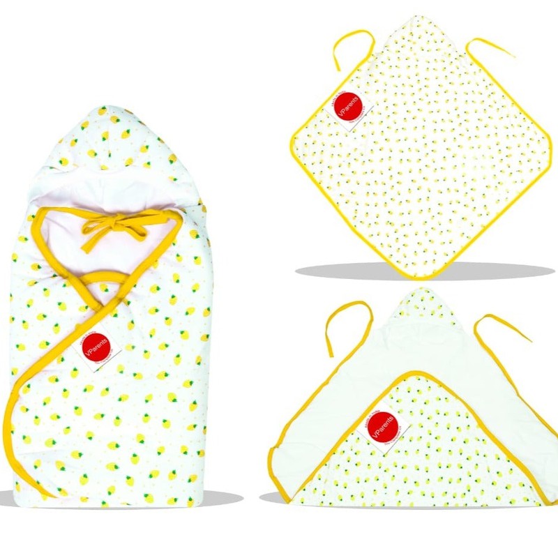 Huey New Born Baby Hooded Wrapper Blanket (Yellow)