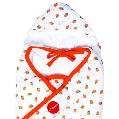 Huey New Born Baby Hooded Wrapper Blanket (Orange)