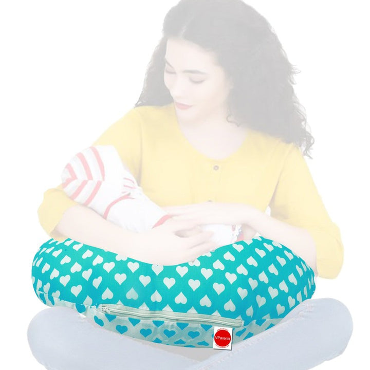 Heart Pattern Rosy Vaccum Packed Pillow (Blue)