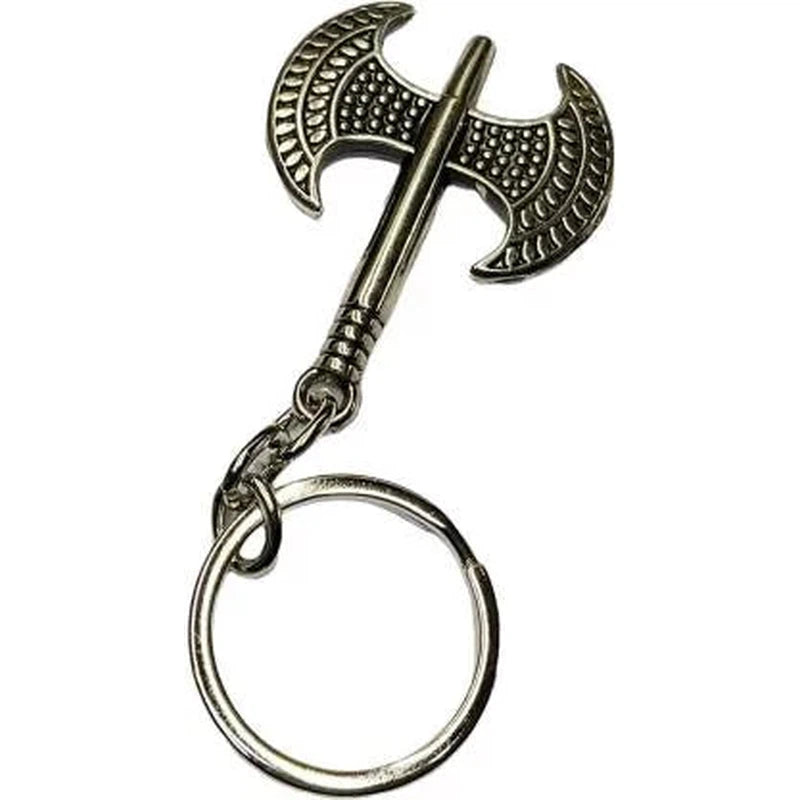 Double edged Axe Keyring Metallic