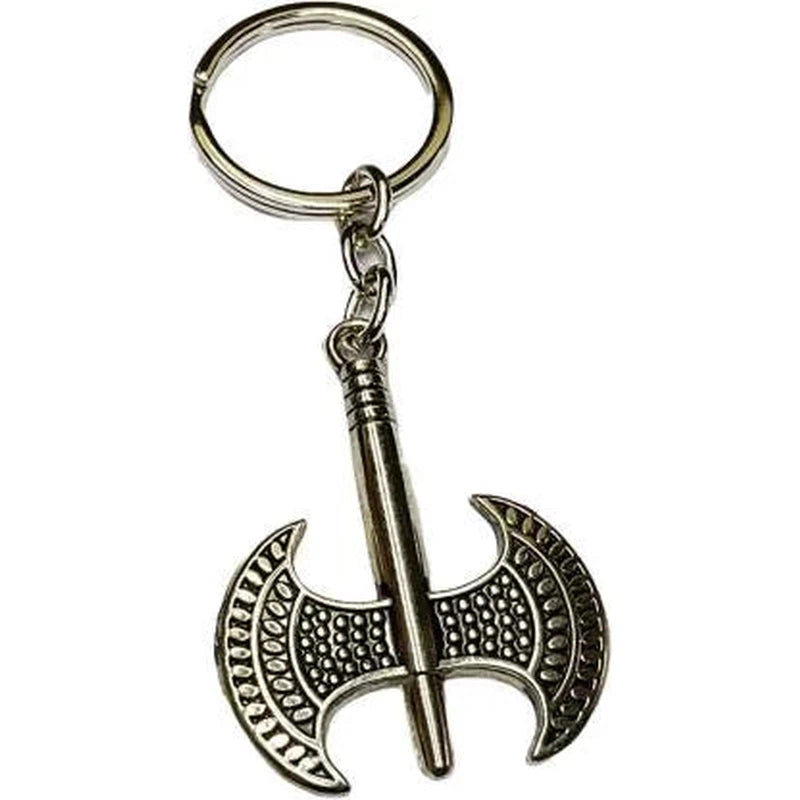 Double edged Axe Keyring Metallic