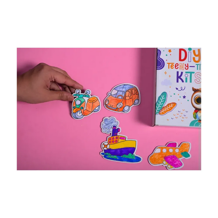 Ilearnngrow Teeny Tiny Transport Theme DIY Fridge Magnet Kit - Set of 4 Fridge Magnet