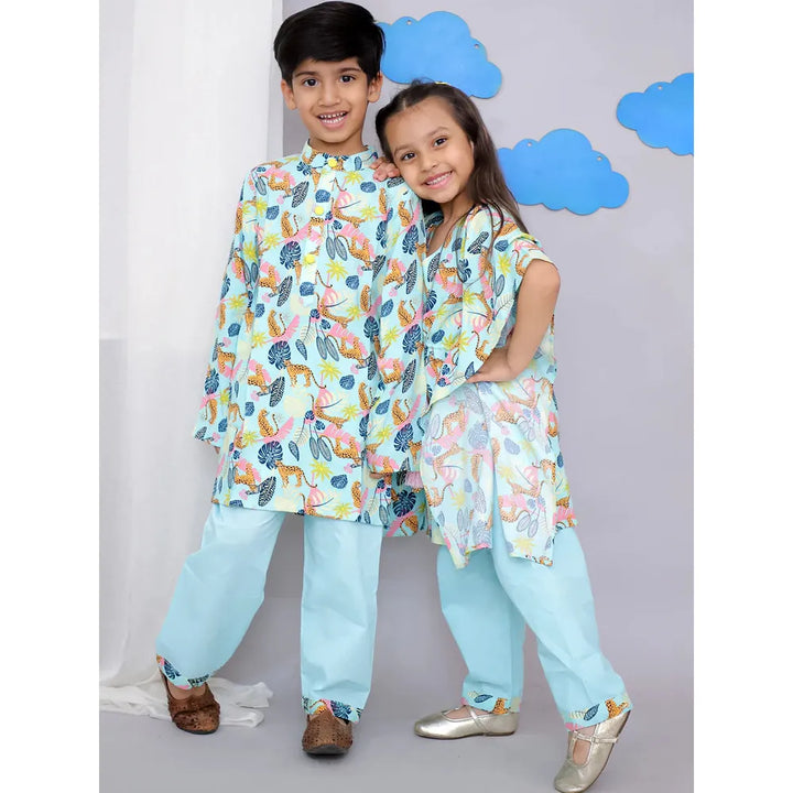 The Wishing Closet Blue Tiger Print Kurta Set