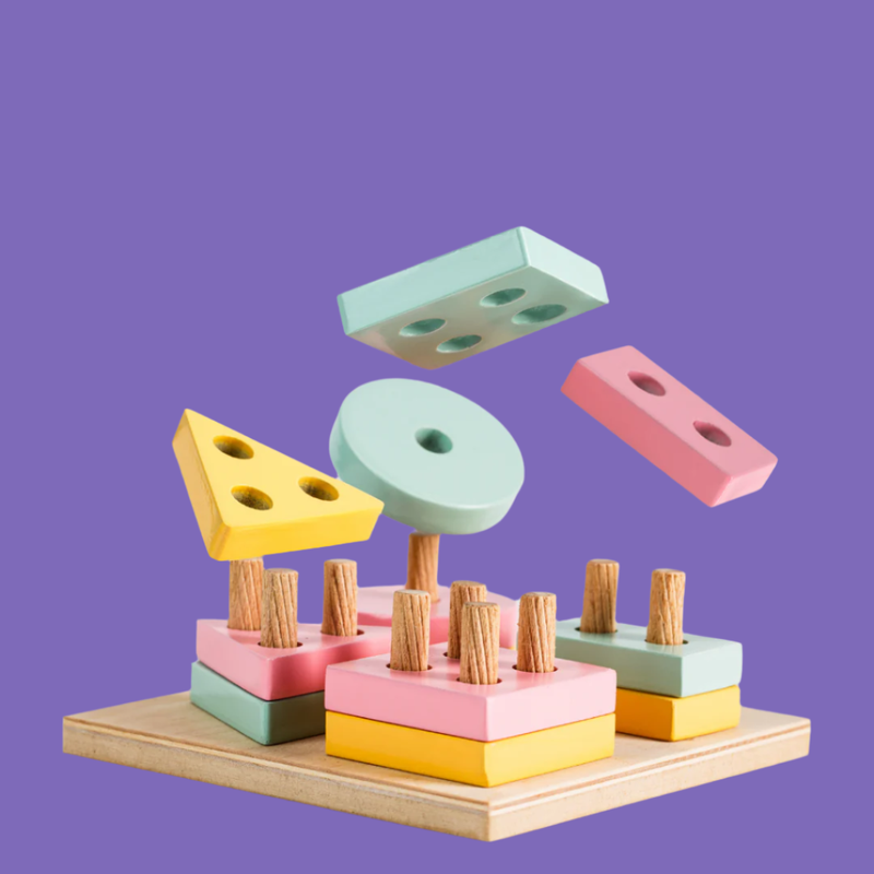 Wooden Shape Sorter for Toddlers (1-3 Years)