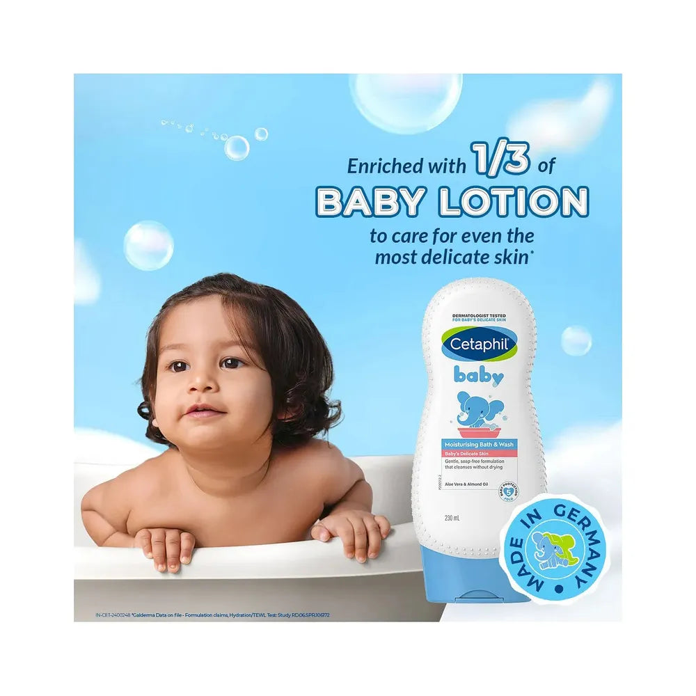 Cetaphil Baby Bath & Body Wash - 230ml | Aloe Vera & Almond Oil