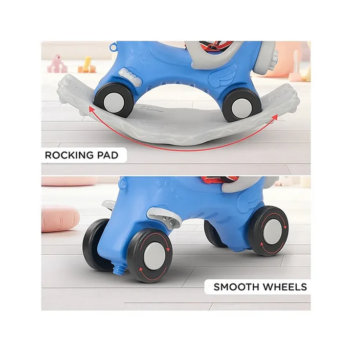 Clever Fox 2 in 1 Rocker Horse with Push Ride-On | Parental Handle, Light & Honk , Safety Belt (1-3 Years)