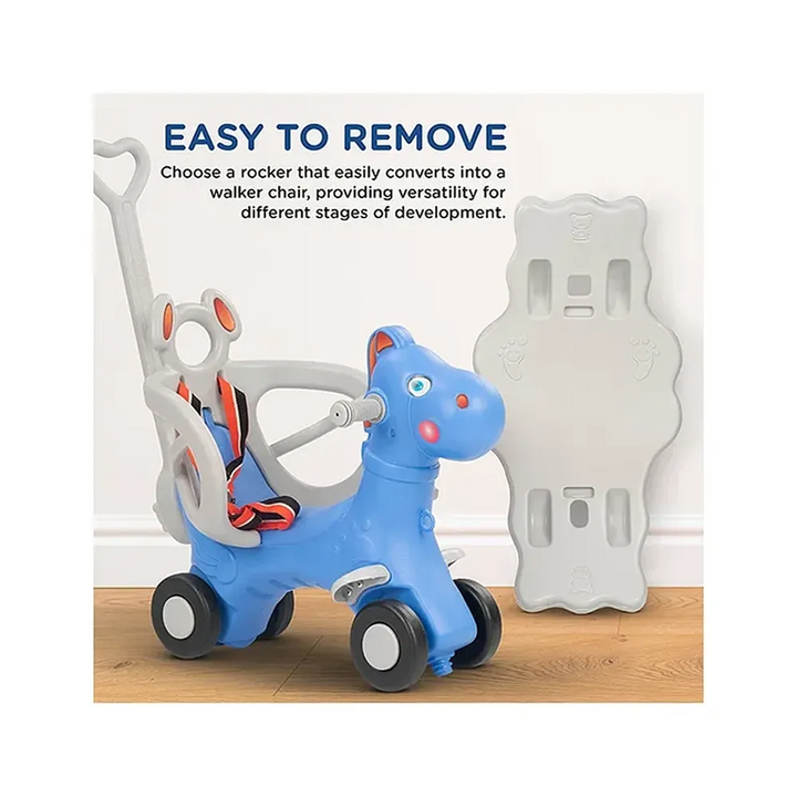 Clever Fox 2 in 1 Rocker Horse with Push Ride-On | Parental Handle, Light & Honk , Safety Belt (1-3 Years)