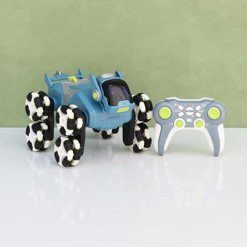 Lunar Pioneer 8 Wheel Remote Control Stunt Robot Dog - Spray, Music & Lights | 2.4GHz 360° Spin Action Toy (6-12 Years)